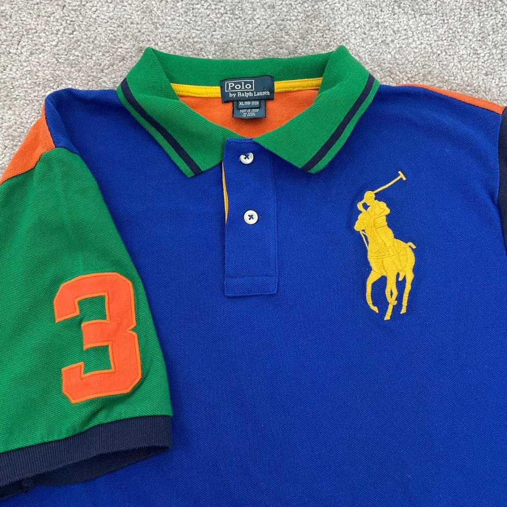 Polo Ralph Lauren Polo Shirt Boys Extra Large 18 20 Big Pony Colorblock Preppy